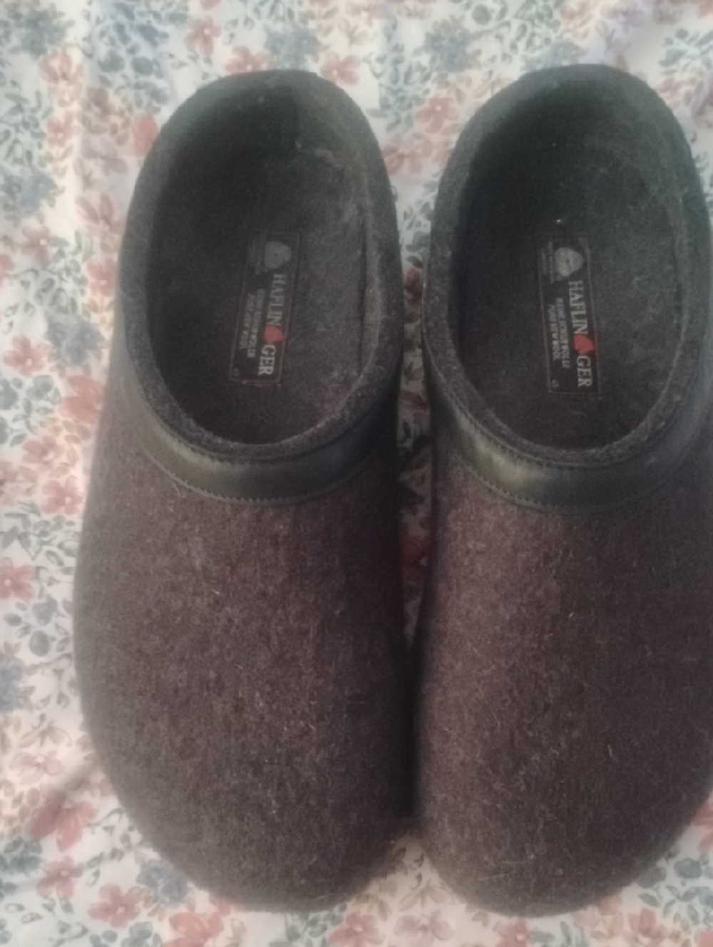 Haflinger Dark Brown Wool Slip-On Clogs with Black Trim Sz 45 12